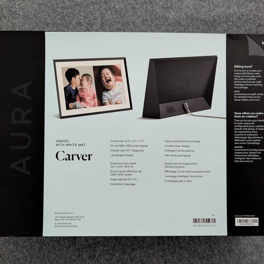 Aura Carver 10" Digital Photo Frame - Gravel with White Mat